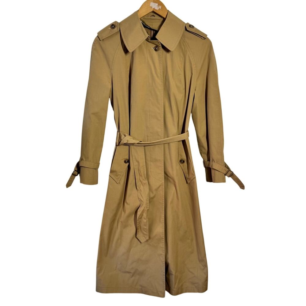 Brooks Brothers Minimal Quite Luxury Trench Coat Women Tan 8P Preppy Old Money